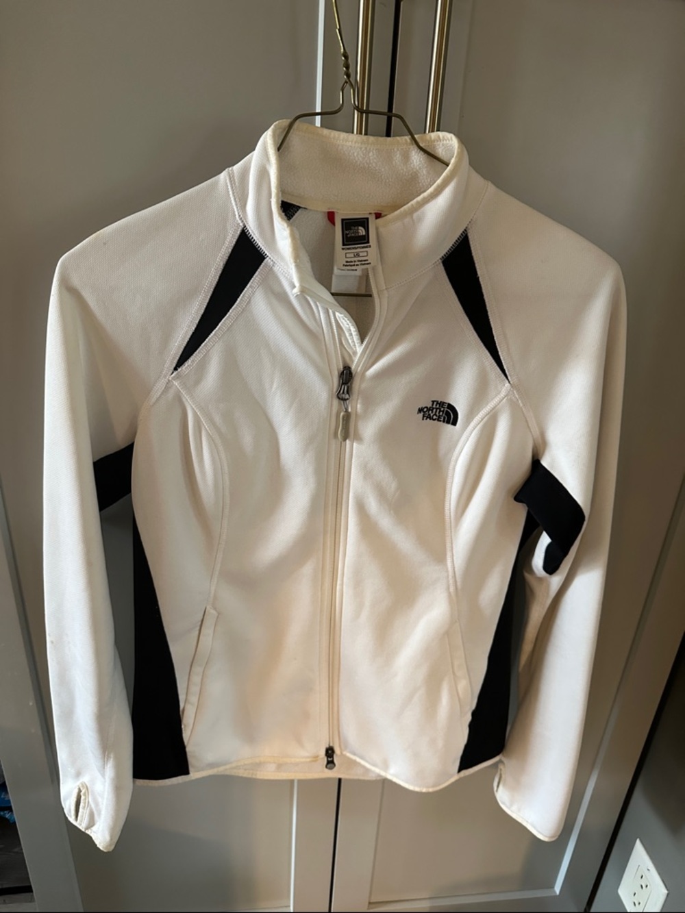 The North Face Women's White Fleece Jacket with Black Panels